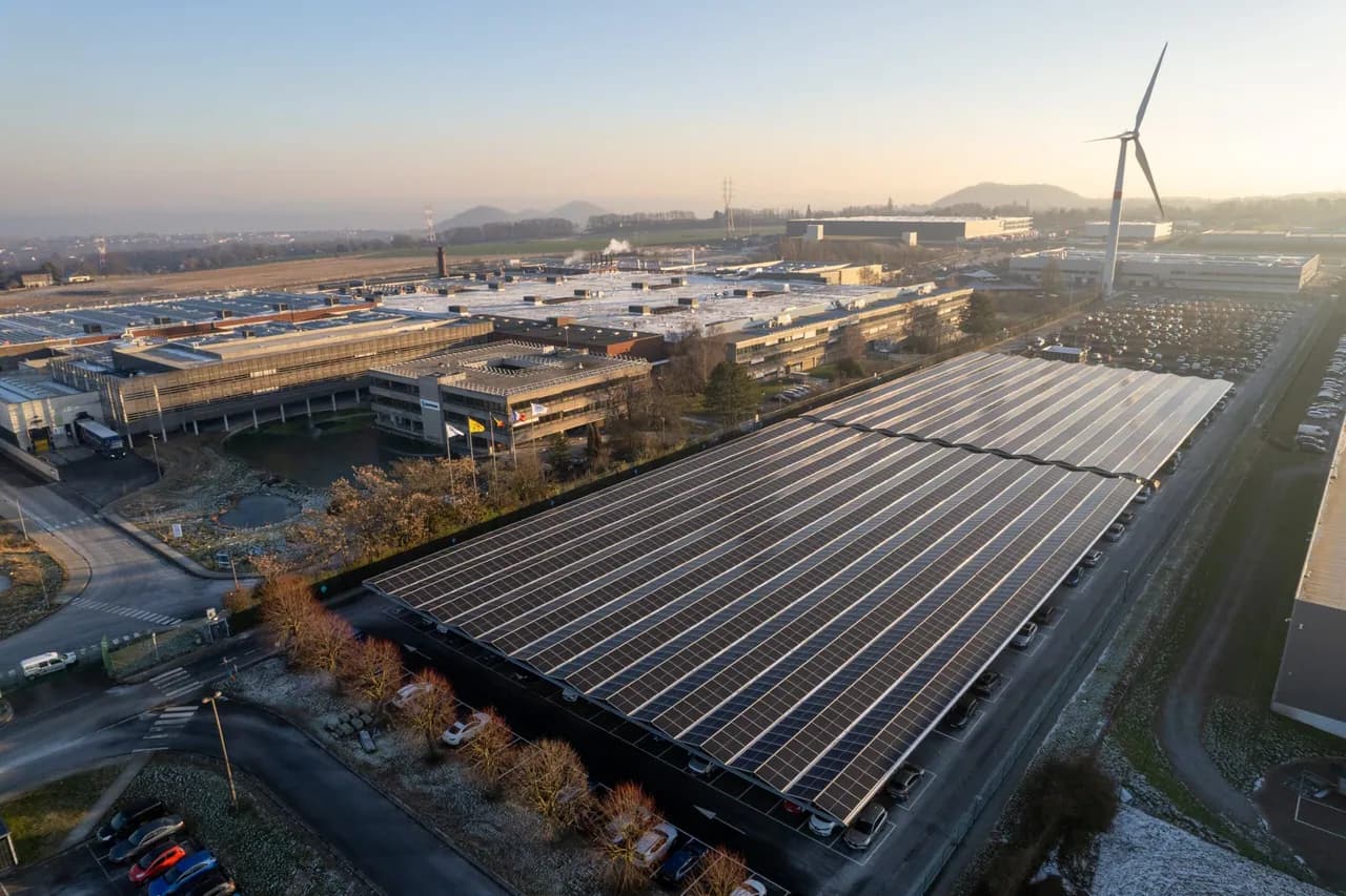 Aerial view of an equipped industrial site