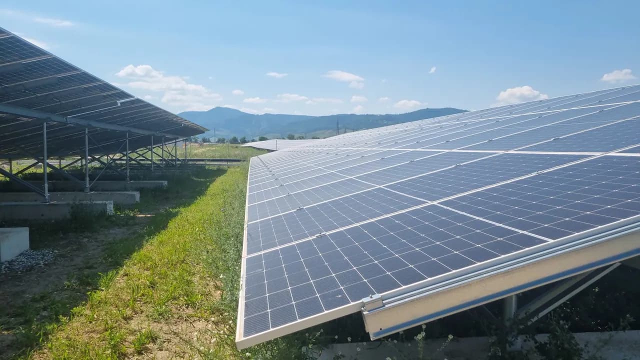 Photovoltaic field on a hillside