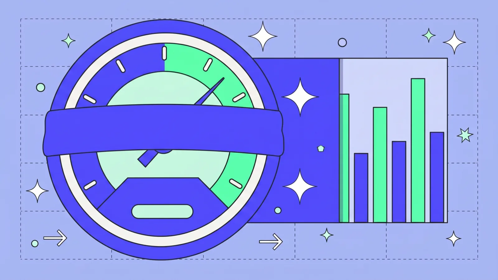 Illustration: a gauge whose needle is hidden by a band, a chart concealed behind a panel